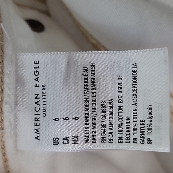 American Eagle White Distressed Jean Shorts High-Waisted 90s Boyfriend Size 6 - Picture 10 of 10